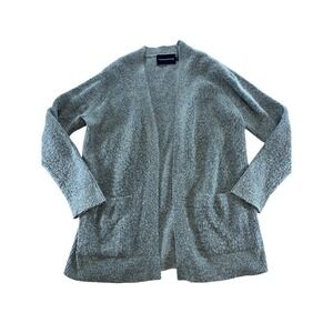 Calvin Klein Jeans Womens Gray Open Front Ribbed Cardigan Sweater Pockets S